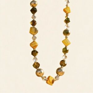 Chic Gold and Brown Beaded Necklace